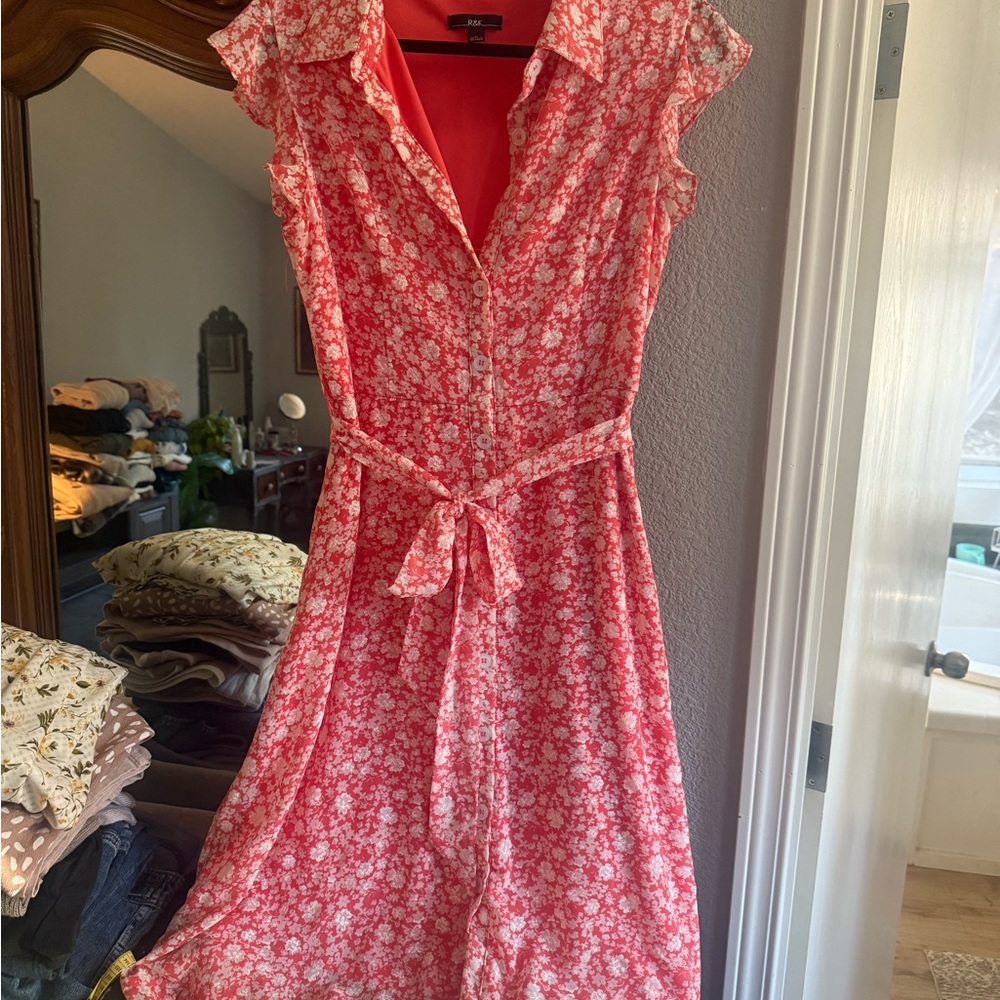 R&K Pink Floral Midi Dress